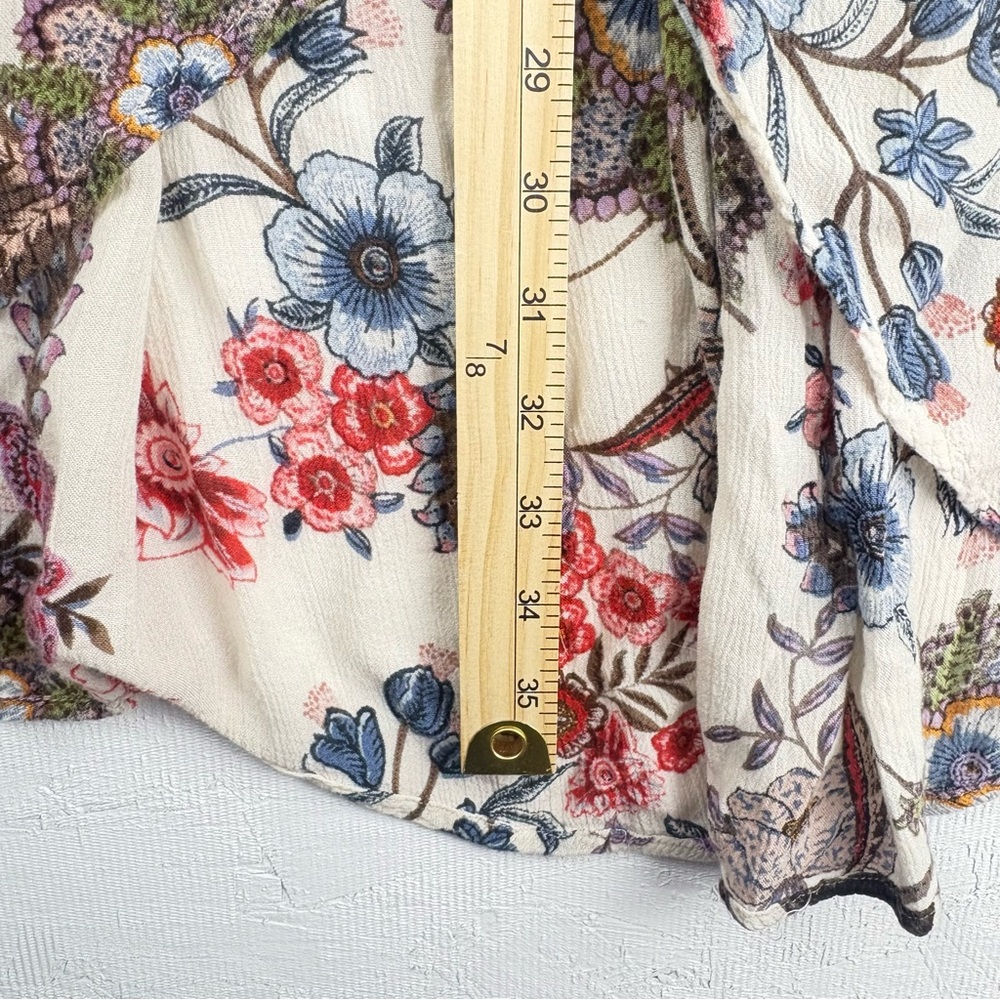 Patrons of Peace Cream and Pink Floral Midi A-Line Wrap Skirt Gypsie - Picture 5 of 8